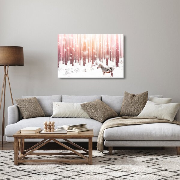 Slika - Zebra u snježnoj šumi (90x60 cm)