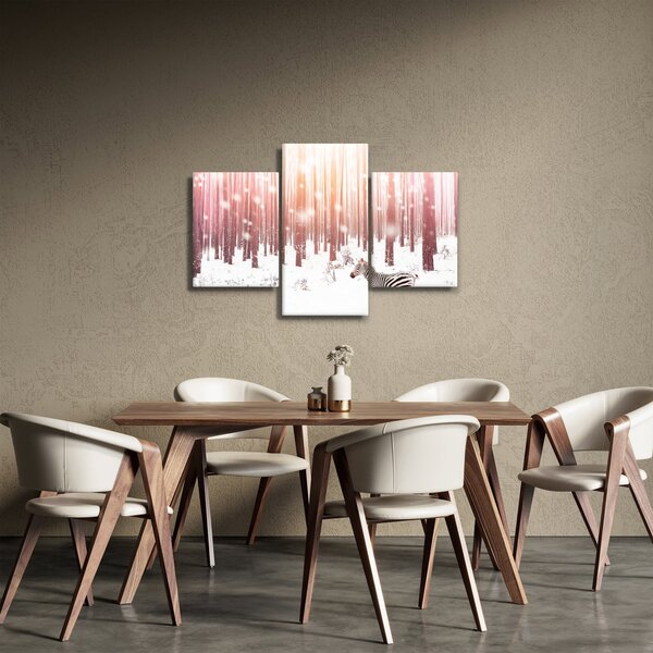Slika - Zebra u snježnoj šumi (90x60 cm)