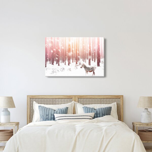 Slika - Zebra u snježnoj šumi (90x60 cm)