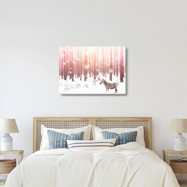 Slika - Zebra u snježnoj šumi (70x50 cm)