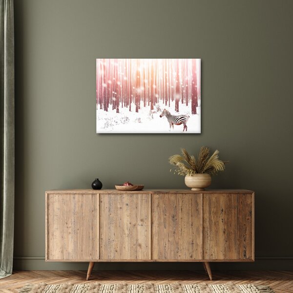 Slika - Zebra u snježnoj šumi (70x50 cm)