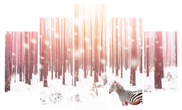Slika - Zebra u snježnoj šumi (150x105 cm)