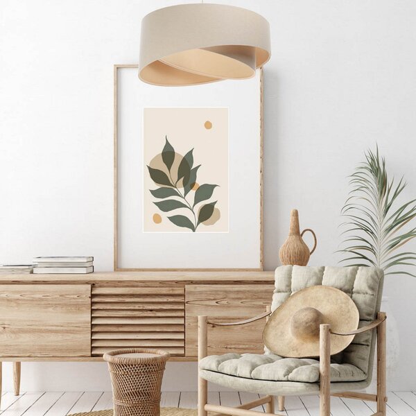 Maco Design Boho viseća svjetiljka, krem/bež, Ø 50 cm, visina 23 lan, prigušiva, Bež, Dnevni boravak/blagovaonica, Tkanina / tekstil