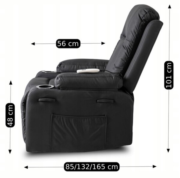 JAKS Masažna fotelja crna eko koža Box
