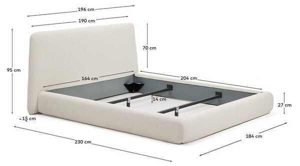Bež tapecirani bračni krevet 160x200 cm Martina – Kave Home