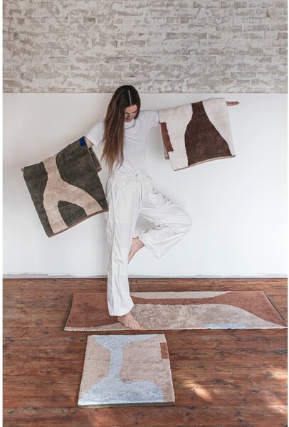 Tamno zeleni periv pamučan tepih 50x80 cm Figura – Mette Ditmer Denmark