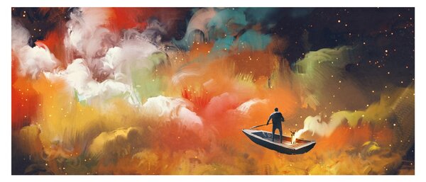 Slika - Čovjek koji plovi svemirom (120x50 cm)