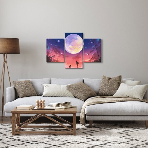 Slika - Žena i pas na mjesečini (90x60 cm)