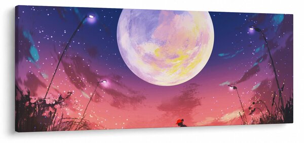 Slika - Žena i pas na mjesečini (120x50 cm)