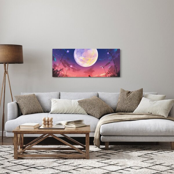 Slika - Žena i pas na mjesečini (120x50 cm)