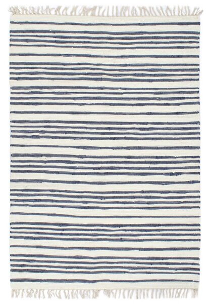 VidaXL Ručno tkani tepih Chindi od pamuka 160 x 230 cm plavo-bijeli