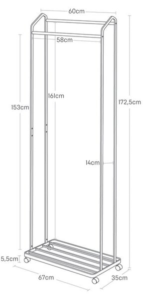 Bijeli metalni mobilni stalak za odjeću Tower – YAMAZAKI