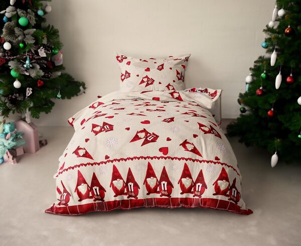 Pamučna posteljina CHRISTMAS ELF krem Dimenzije posteljine: 70 x 90 cm | 140 x 200 cm