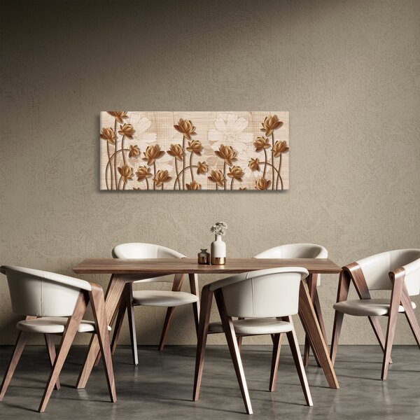 Slika apstrakcije cvijeta - smeđa (120x50 cm)