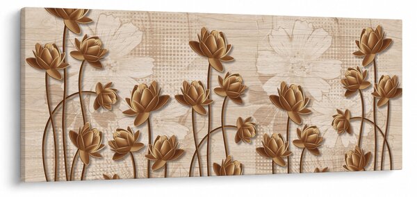 Slika apstrakcije cvijeta - smeđa (120x50 cm)