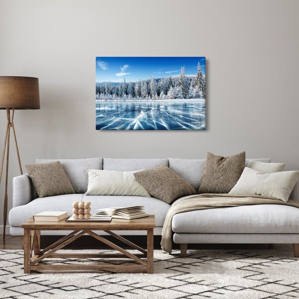 Slika zaleđenog jezera i sniježnih stabala (90x60 cm)