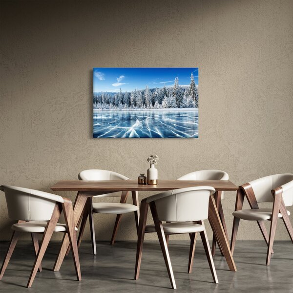 Slika zaleđenog jezera i sniježnih stabala (90x60 cm)