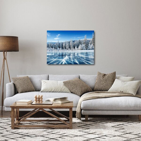 Slika zaleđenog jezera i sniježnih stabala (70x50 cm)