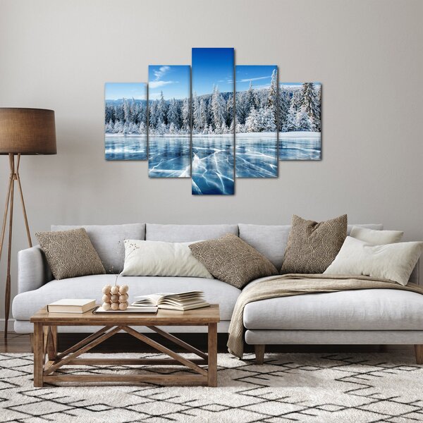 Slika zaleđenog jezera i sniježnih stabala (150x105 cm)