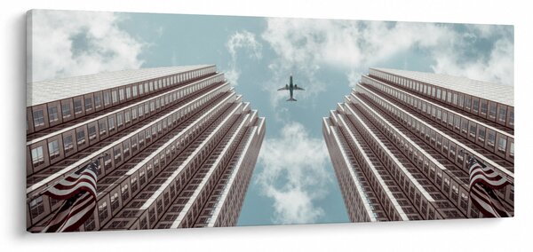Slika aviona između zgrada (120x50 cm)