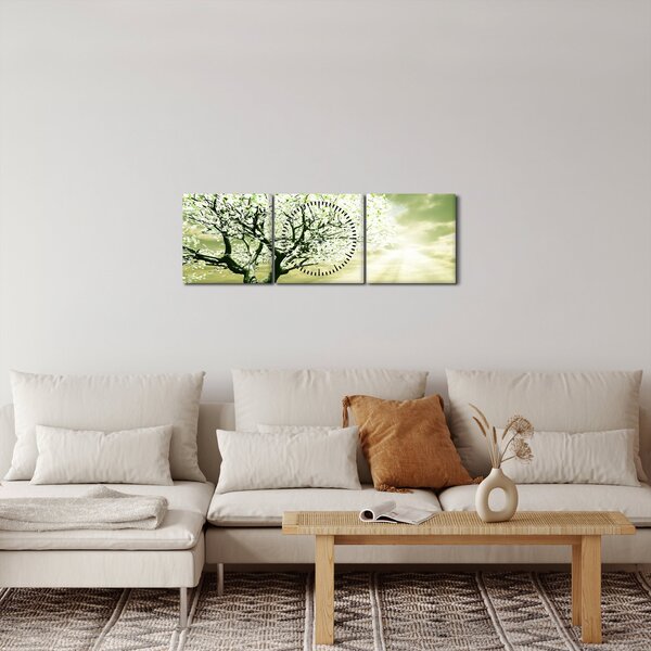 Slika cvatućeg stabla (sa satom) (90x30 cm)