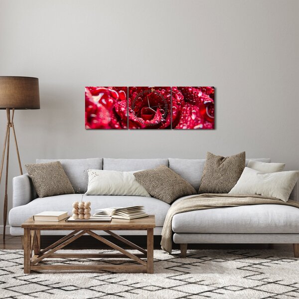 Slika cvijeta crvene ruže (sa satom) (90x30 cm)