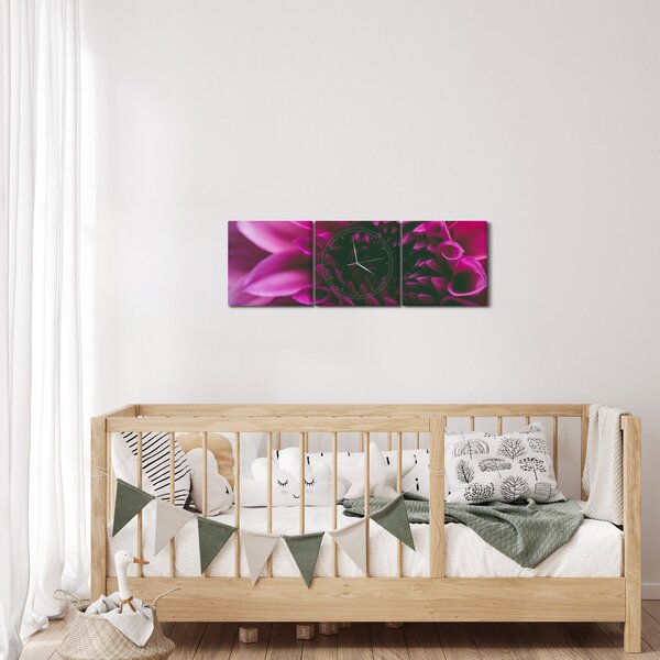 Slika ružičastog cvijeta (sa satom) (90x30 cm)
