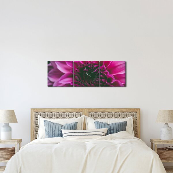 Slika ružičastog cvijeta (sa satom) (90x30 cm)