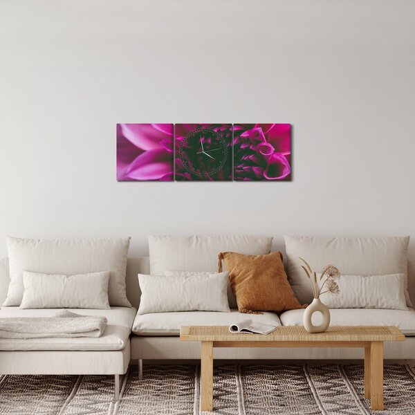 Slika ružičastog cvijeta (sa satom) (90x30 cm)