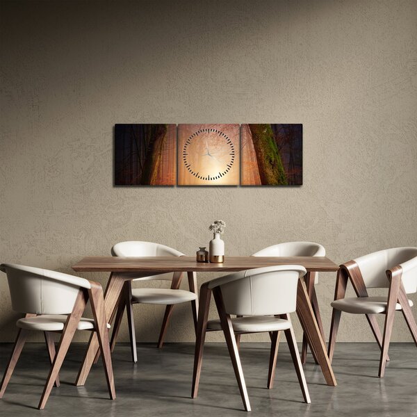 Slika jesenske šume u magli (sa satom) (90x30 cm)