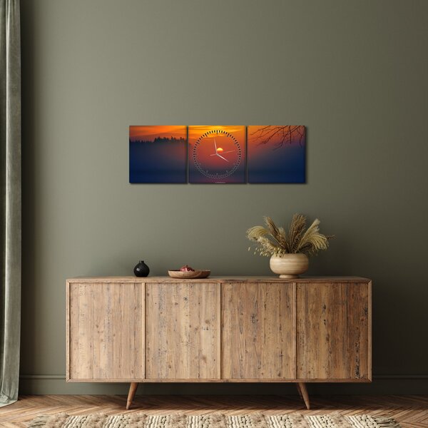 Slika mosta sa zalaskom sunca (sa satom) (90x30 cm)
