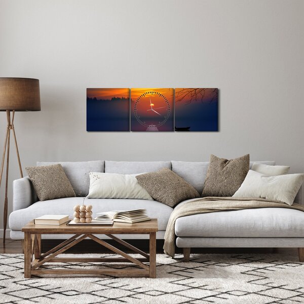 Slika mosta sa zalaskom sunca (sa satom) (90x30 cm)