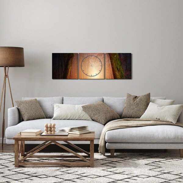 Slika jesenske šume u magli (sa satom) (90x30 cm)