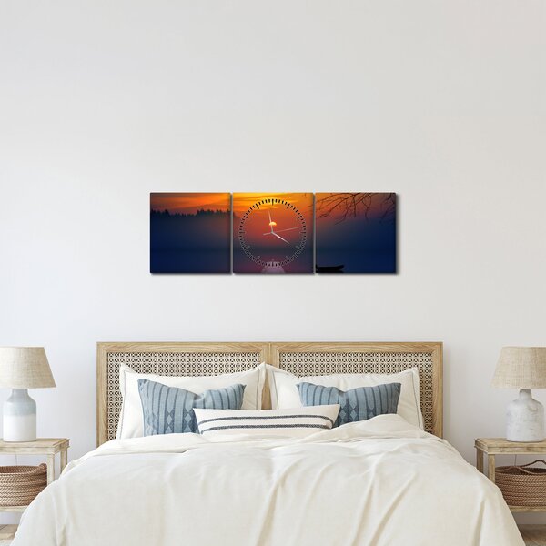 Slika mosta sa zalaskom sunca (sa satom) (90x30 cm)