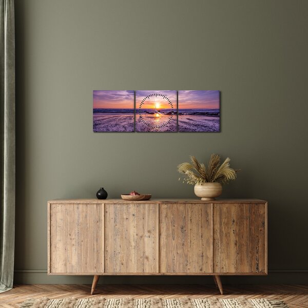Slika plaže - zalazak sunca (sa satom) (90x30 cm)