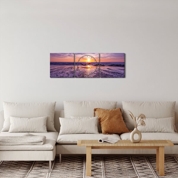 Slika plaže - zalazak sunca (sa satom) (90x30 cm)