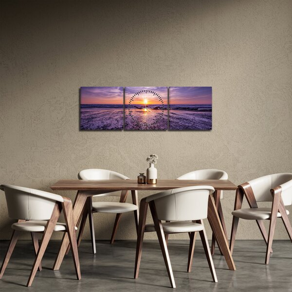 Slika plaže - zalazak sunca (sa satom) (90x30 cm)