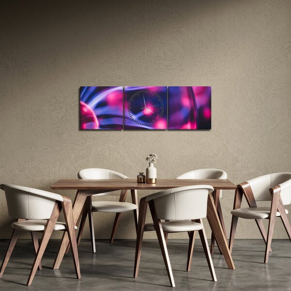 Apstraktna ljubičasta slika (sa satom) (90x30 cm)