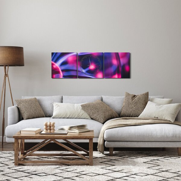 Apstraktna ljubičasta slika (sa satom) (90x30 cm)