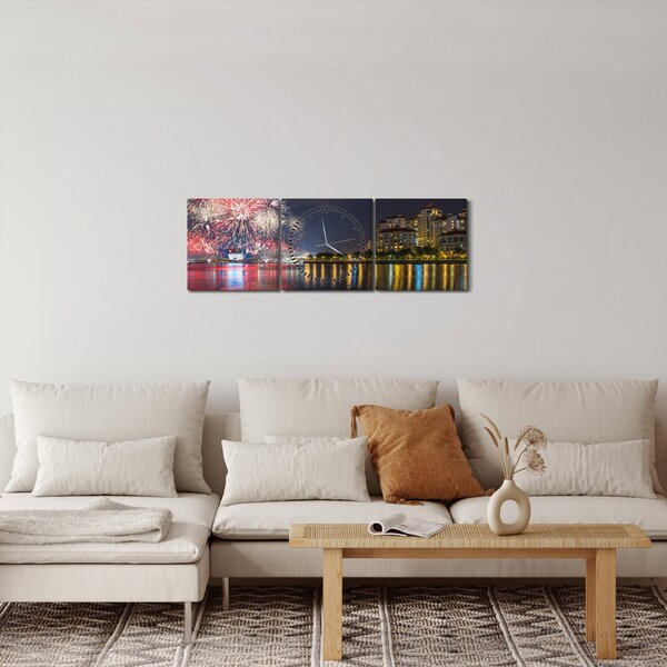 Slika vatrometa u Singapuru (sa satom) (90x30 cm)