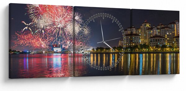 Slika vatrometa u Singapuru (sa satom) (90x30 cm)