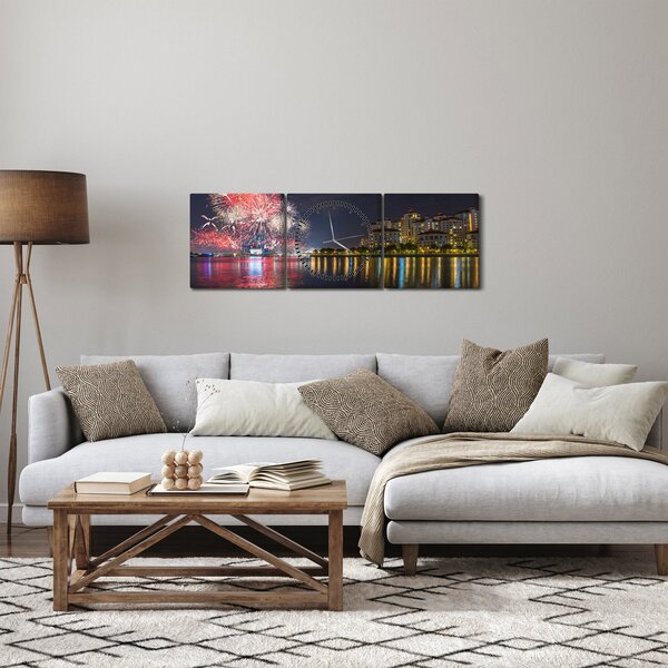 Slika vatrometa u Singapuru (sa satom) (90x30 cm)