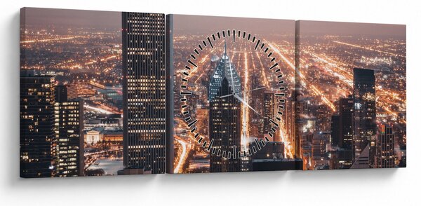 Slika svjetleće metropole (sa satom) (90x30 cm)