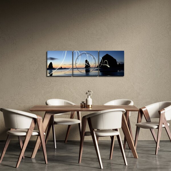 Slika - plaža kod zalaska sunca (sa satom) (90x30 cm)