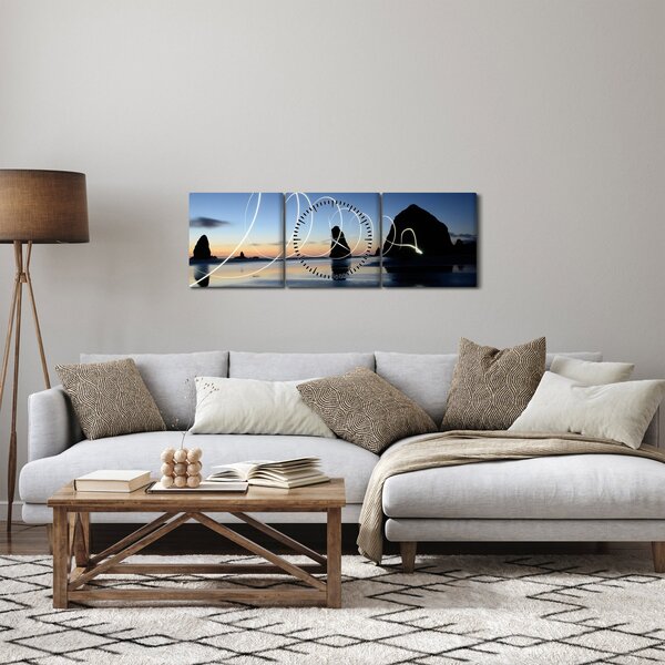 Slika - plaža kod zalaska sunca (sa satom) (90x30 cm)