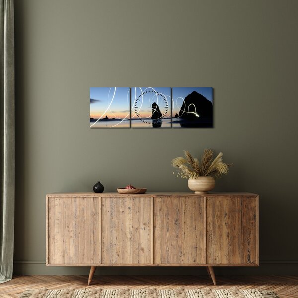 Slika - plaža kod zalaska sunca (sa satom) (90x30 cm)