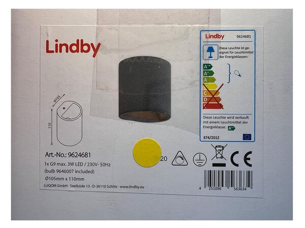Lindby - LED Zidna svjetiljka EDVIN 1xG9/3W/230V