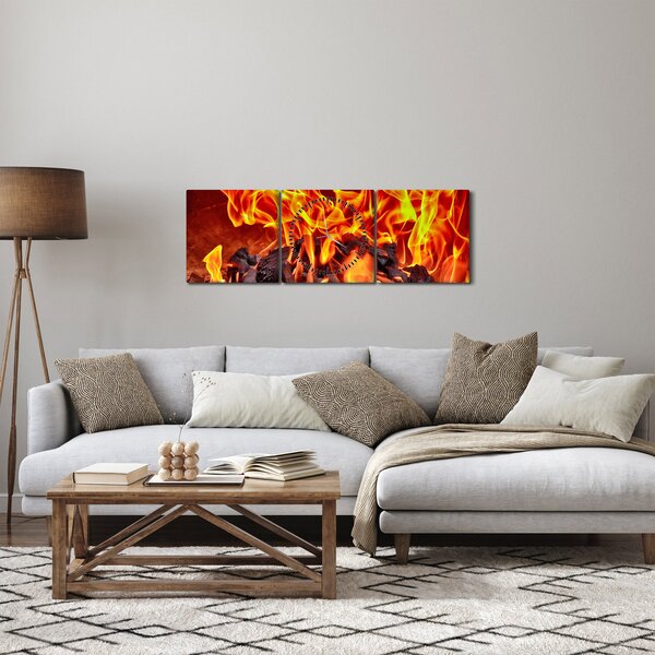 Slika gorućeg ugljena (sa satom) (90x30 cm)