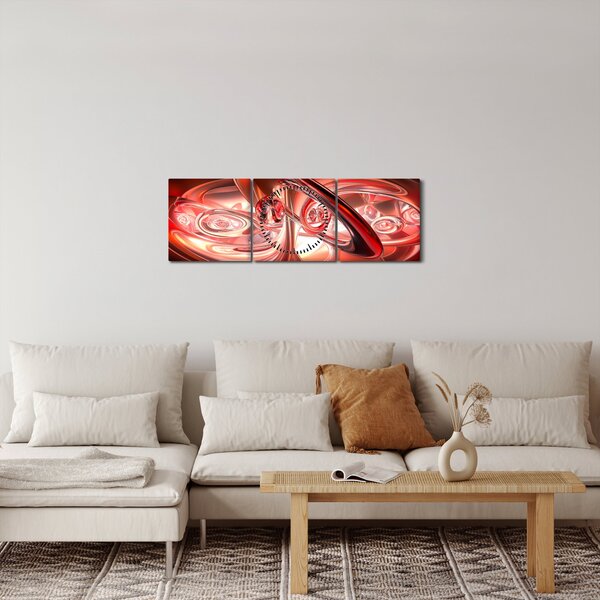 Slika - crveni oblici (sa satom) (90x30 cm)