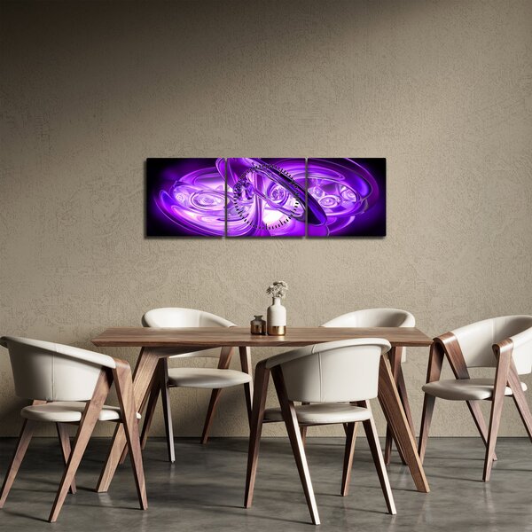 Slika ljubičastih fraktala (sa satom) (90x30 cm)
